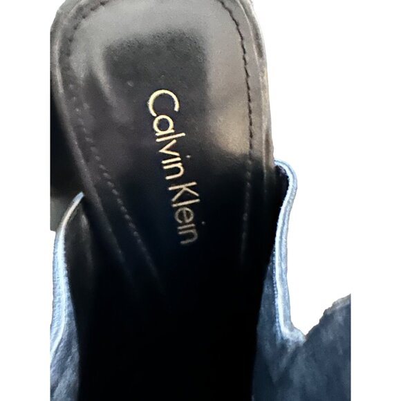 π 2/$30 π Black Bootie Heels with Ankle Strap Calvin Klein Sz 6.5 - Picture 2 of 5